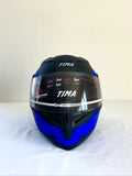 TIMA Mavi Desenli Çene Açılır Kask