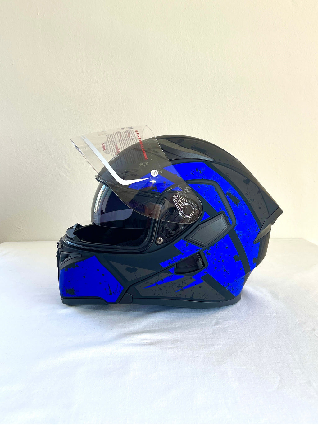 TIMA Mavi Desenli Çene Açılır Kask