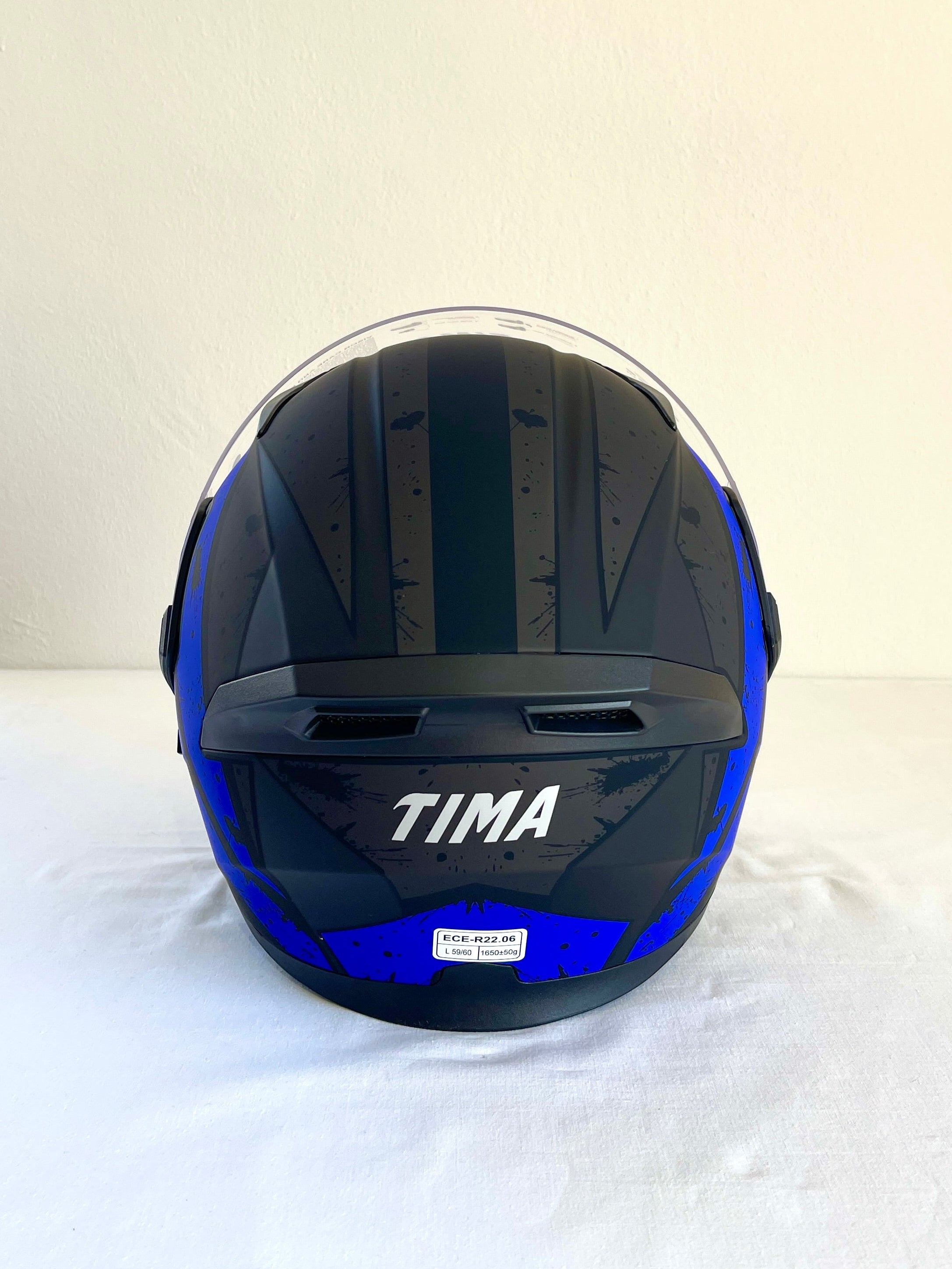 TIMA Mavi Desenli Çene Açılır Kask