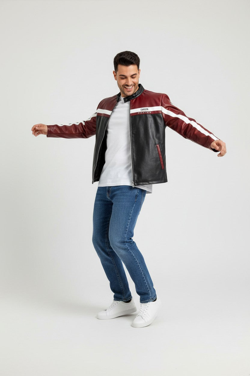 Unisex Deri Detaylı Street Style Ceket