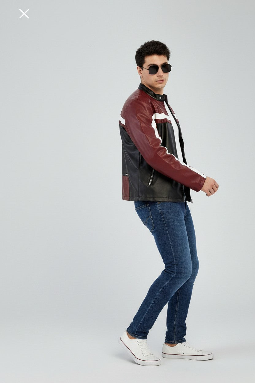 Unisex Deri Detaylı Street Style Ceket
