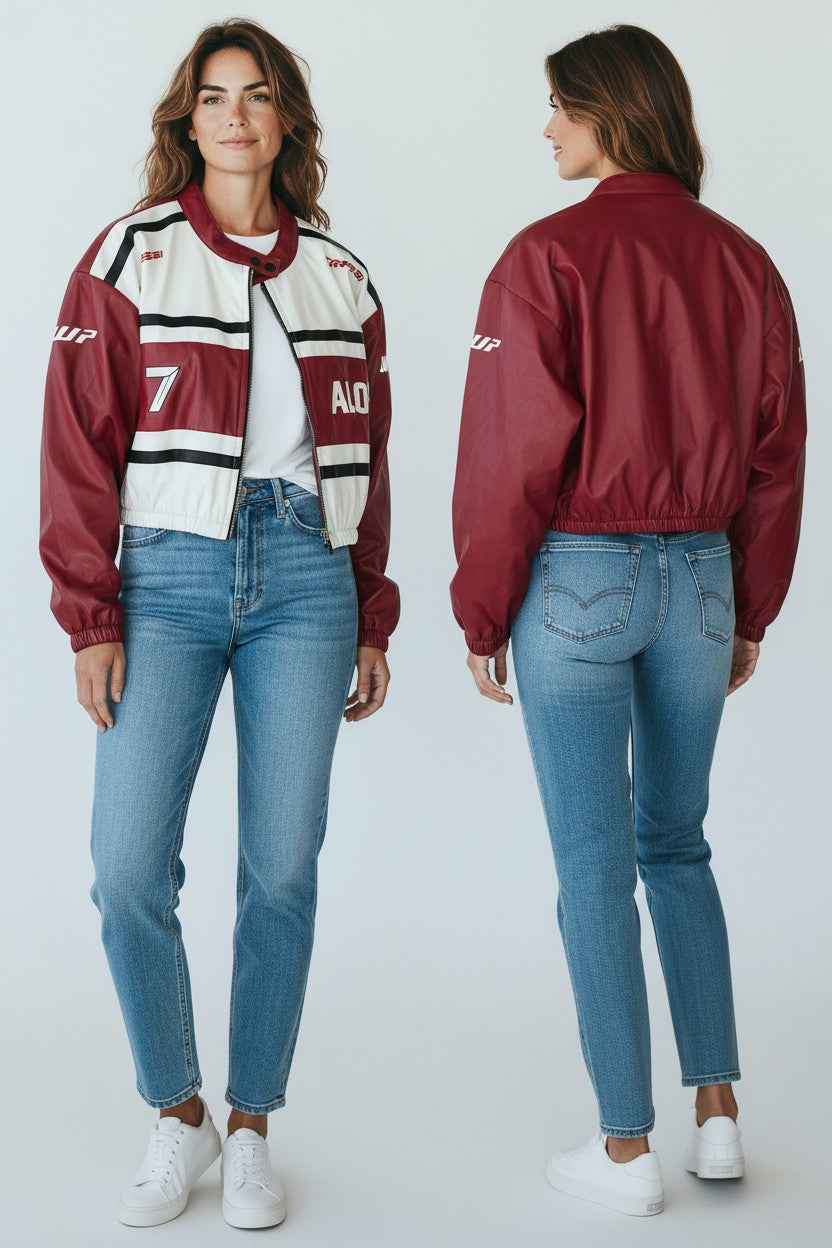 Kadın Deri Detaylı Street Style Ceket