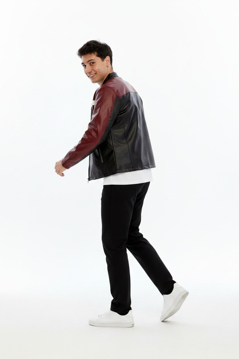 Unisex Deri Detaylı Street Style Ceket